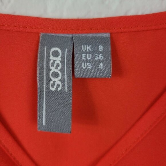 ASOS Women's Cold Shoulder Camisole Blouse Orange Bright Sz 4 Business Casual - Picture 9 of 9